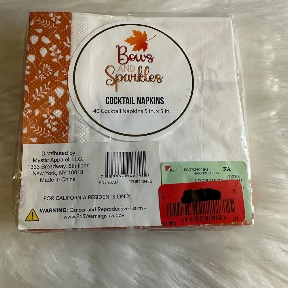 🩷5/$10 Harvest Blessings Orange Napkins
